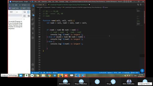 02 Javascript Program to Check Number is Odd or Even | Largest Among Three Numbers | 28 May 2023 смотреть онлайн