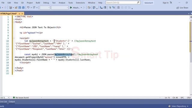 Json with Visual Studio 2022 Code Convert Array Text To Object (Joson แปลงข้อความเป็น Object) смотреть онлайн