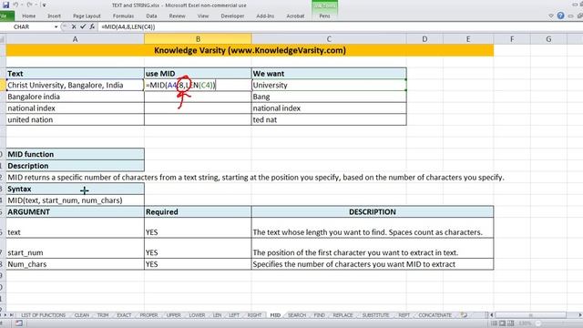 How to do Excel String Function - Mid Function смотреть онлайн