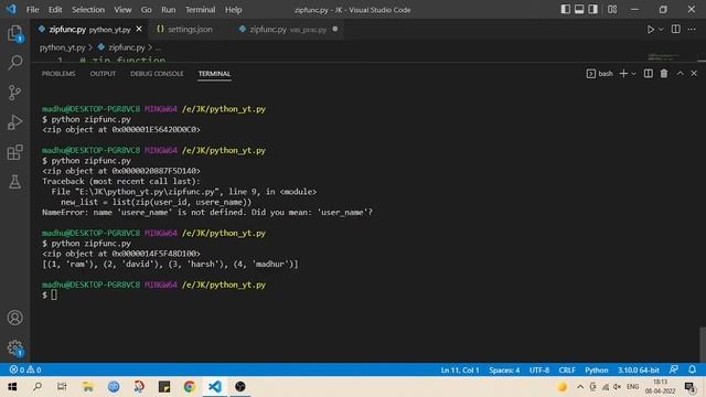 Zip function in PYTHON смотреть онлайн