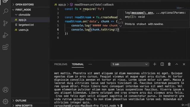 Complete Node js course with express js, socket io, and MongoDB -part 06 ( buffer and stream) смотреть онлайн