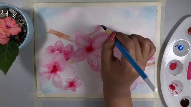 Cherry Blossom Painting | Watercolor Cherry Blossom | Sakura Watercolor Painting смотреть онлайн