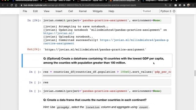 Assignment 3 - Pandas Practice | Data Analysis with Python: Zero to Pandas смотреть онлайн