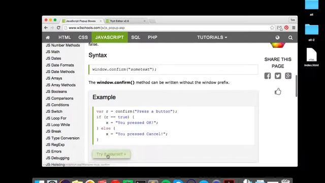 Pop-Up Boxes: alert, prompt, and confirm (JavaScript) смотреть онлайн