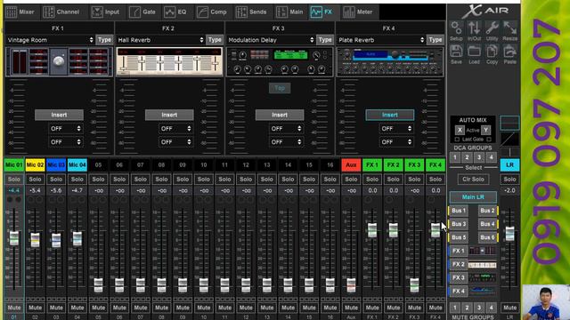 Setup 4 Effect Riêng cho 4 micro trên behringer x-air xr смотреть онлайн