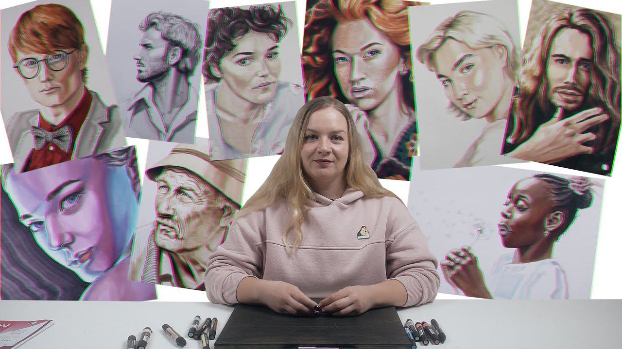 Промо онлайн-курса «Портрет маркерами» смотреть онлайн