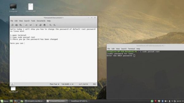 How to change default root password in linux mint