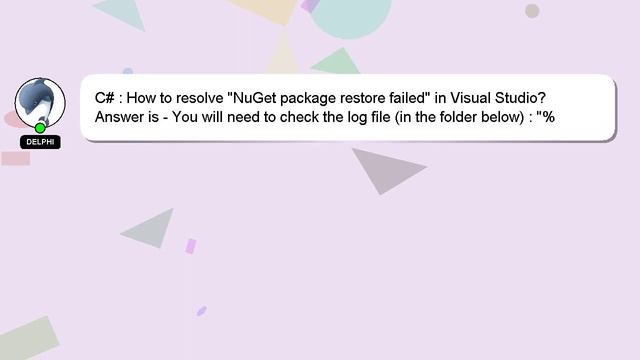 C# : How to resolve "NuGet package restore failed" in Visual Studio? смотреть онлайн