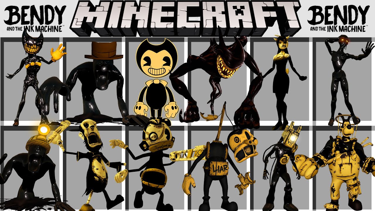 Мод на всех персонажей БЕНДИ ЧЕРНИЛЬНАЯ МАШИНА в МАЙНКРАФТ ! BENDY AND THE INK MACHINE Minecraft PE