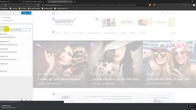 How To Edit And Customize Social links - Section: Gucherry WordPress Blog Theme смотреть онлайн