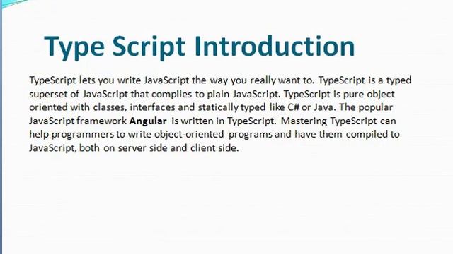 1. Type Script Introduction смотреть онлайн