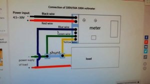 Подключение Вольт Амперметра 100 В 50 А, YB27-VA, WR-005