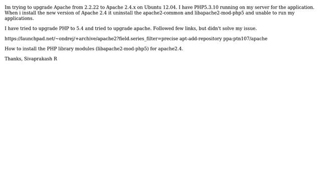 Ubuntu: Cannot run PHP after upgrading from apache 2.2 to apache 2.4 смотреть онлайн