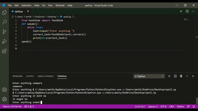 To Correct a spelling in Python programming смотреть онлайн