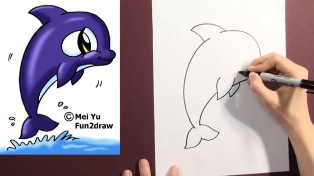 How to Draw a Cartoon Orca - How to Draw Cute Animals Easy Things - Fun2draw Art lessons смотреть онлайн
