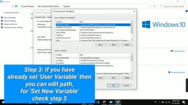 Set Android_Home and path variables for android studio SDK