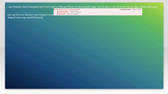 Firebase on iPad's Safari; Can't find variable: Notification смотреть онлайн