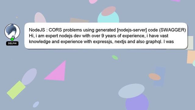 NodeJS : CORS problems using generated [nodejs-server] code (SWAGGER) смотреть онлайн