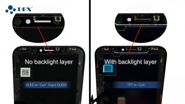 Comparative TFT In Cell Screen and(hard)OLED In Cell Screen