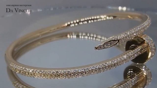 Ювелирный браслет из лимонного золота с бриллиантами в стиле Cartier смотреть онлайн