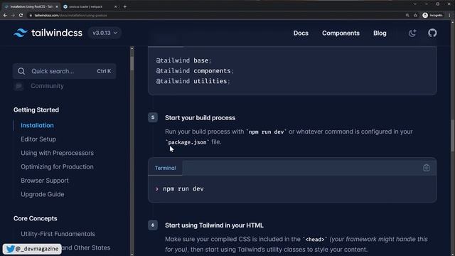 Варианты установки TailwindCSS смотреть онлайн