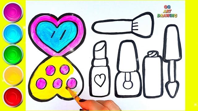 ? Drawing Lipstick, Make Up and Nail Polish for Girls ?| Art Tutorial смотреть онлайн