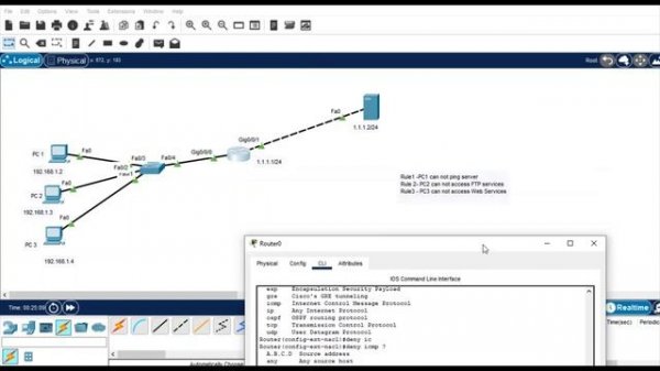 Extended Access List Configuration in Cisco Packet Tracer || ACL Configuration