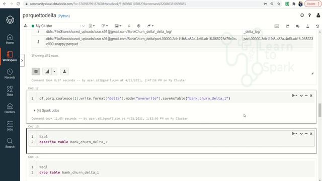 Convert Parquet to Delta Format/Table | Managed & External Tables | Using Databricks | LearntoSpark смотреть онлайн
