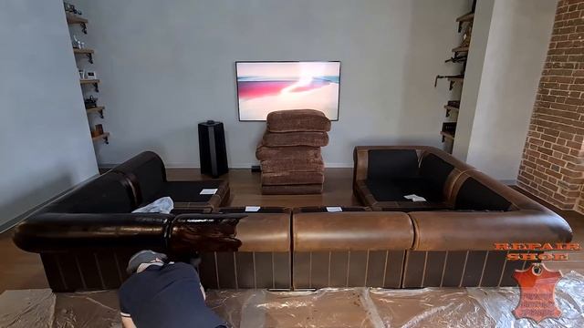 Restoration of a leather sofa. Leather couch repair painting. смотреть онлайн