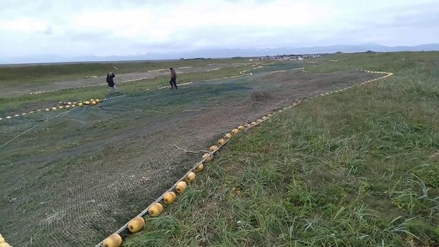 Рыбалка закончилась. Рыбаки сушат невода. смотреть онлайн