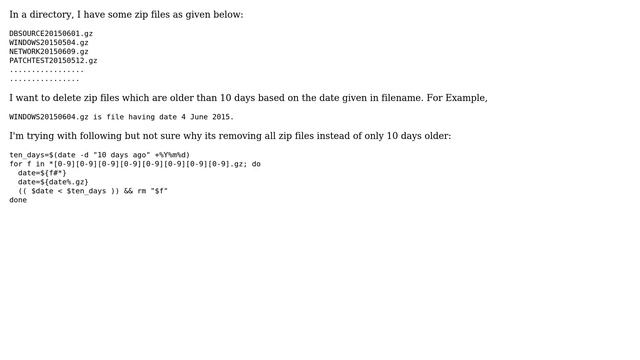 Unix & Linux: Removing files based on date given in filename (2 Solutions!!) смотреть онлайн