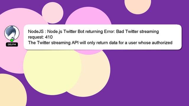 NodeJS : Node.js Twitter Bot returning Error: Bad Twitter streaming request: 410 смотреть онлайн