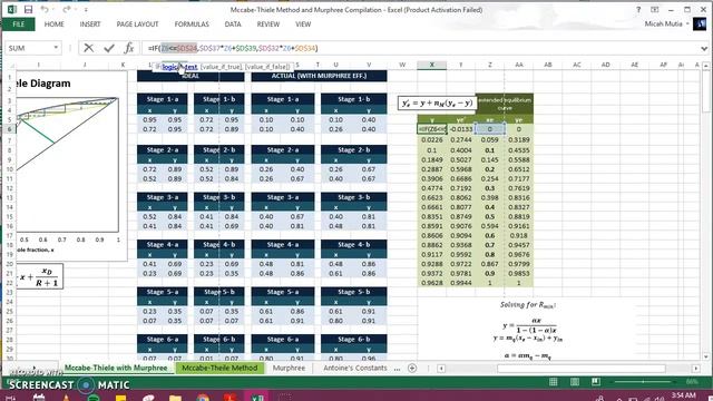 McCabe-Thiele Method with Murphree efficiency Excel File смотреть онлайн