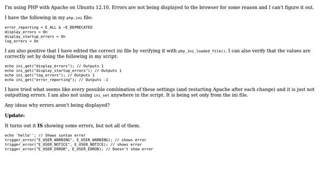 DevOps & SysAdmins: PHP errors not being displayed смотреть онлайн
