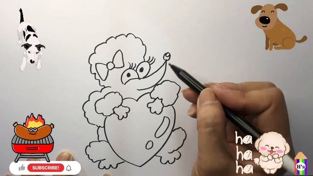 How To Draw A Cute Pretty Poodle | рисуем пуделя для детей | Bolalar Uchun Pudel Rasm Chizish