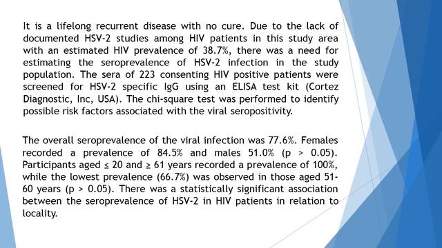 Seroprevalence of Herpes Simplex Virus Type 2 HSV 2 Infection Among HIV Patients Accessing Healthca смотреть онлайн