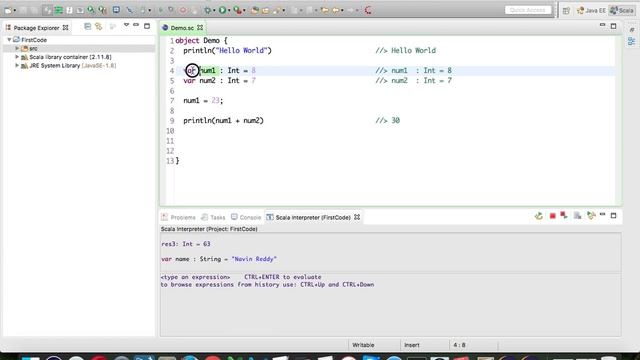 Scala Defining Variable using var and val смотреть онлайн