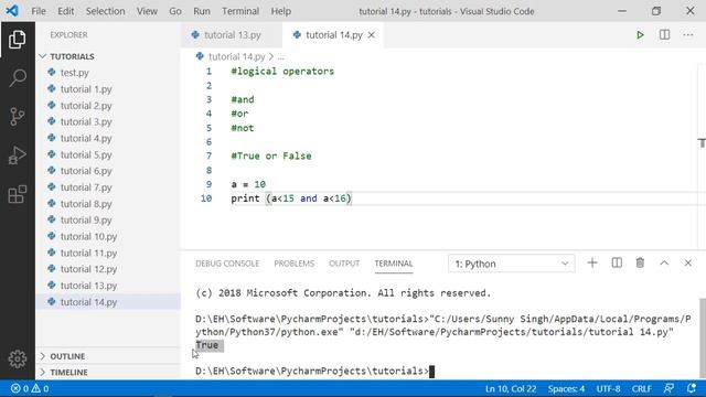 #14 Logical Operators in Python | Python Tutorial in Hindi | Python Hindi Course | Learn Python смотреть онлайн