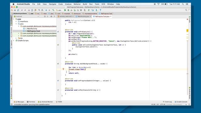 AsyncTask and AsyncTaskLoader DEMO (Android Development Fundamentals, Unit 3: Lesson 7.1) смотреть онлайн