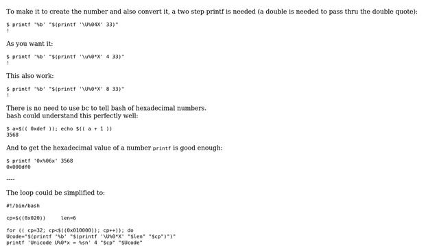 Why am I getting an error "print_unicode: line 9: printf: missing unicode digit for u Unicode... смотреть онлайн