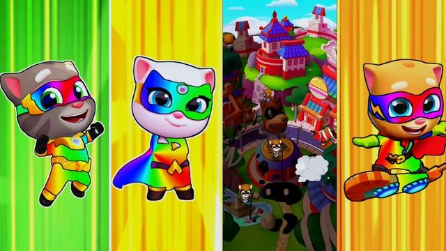 Talking Tom Hero Dash - Discover all the heroes -All Rainbow Heroes - Defeat All BOSSES смотреть онлайн