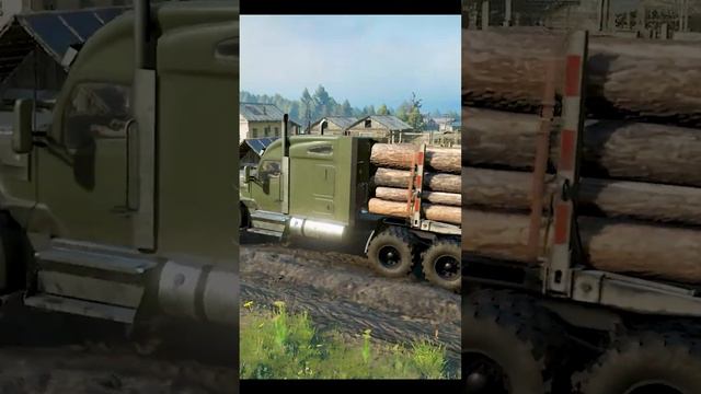 Kenworth W990 | Transporting a long logs | snowrunner смотреть онлайн