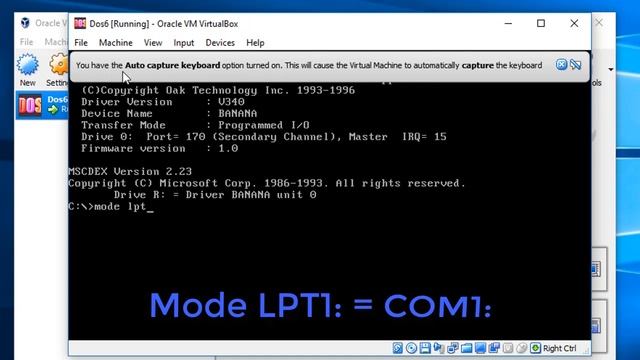VirtualBox Printing From A DOS Virtual Machine