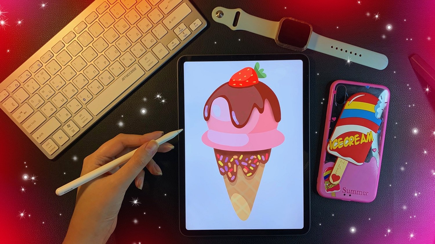 Как нарисовать мороженое ✦ Рисую мороженое на iPad смотреть онлайн