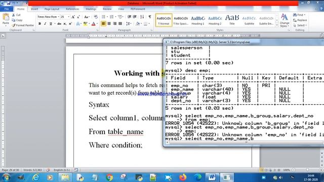 working with select command mysql смотреть онлайн