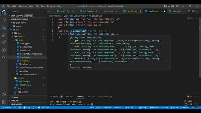8. React CRUD Application with Redux, JSON Server, router, axios - Get user list from API смотреть онлайн