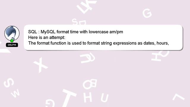 SQL : MySQL format time with lowercase am/pm смотреть онлайн
