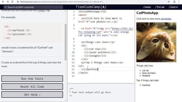 Basic HTML and HTML5:Create an Ordered List:Free code camp Basic HTML and HTML5:Create an Ordered. смотреть онлайн