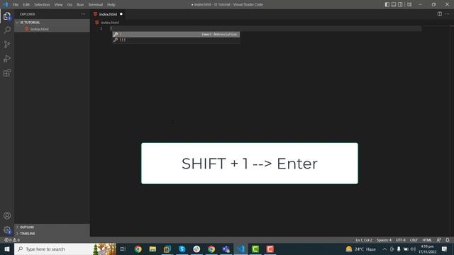 Shortcut Key to create HTML skeleton using VS Code смотреть онлайн