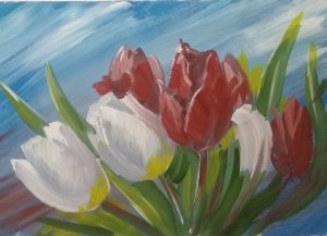 Мастер Класс. Гуашь. ОНЛАЙН УРОК. ТЮЛЬПАНЫ